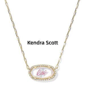 Elisa Pave Frame Gold Short Pendant Necklace